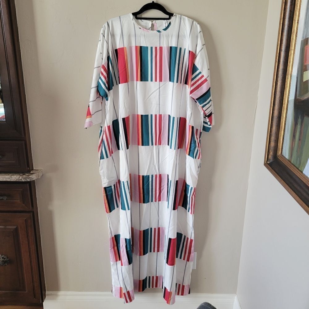 New Fashion Baggy Maxi Dress Cover up Stripe XL - Picture 2 of 8